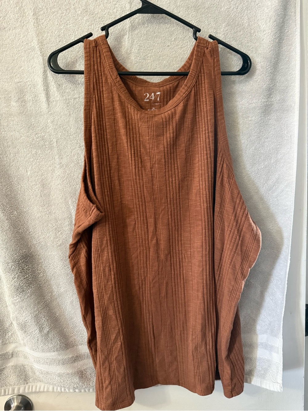 247 Women's Ribbed Tank Top in Rust Brown